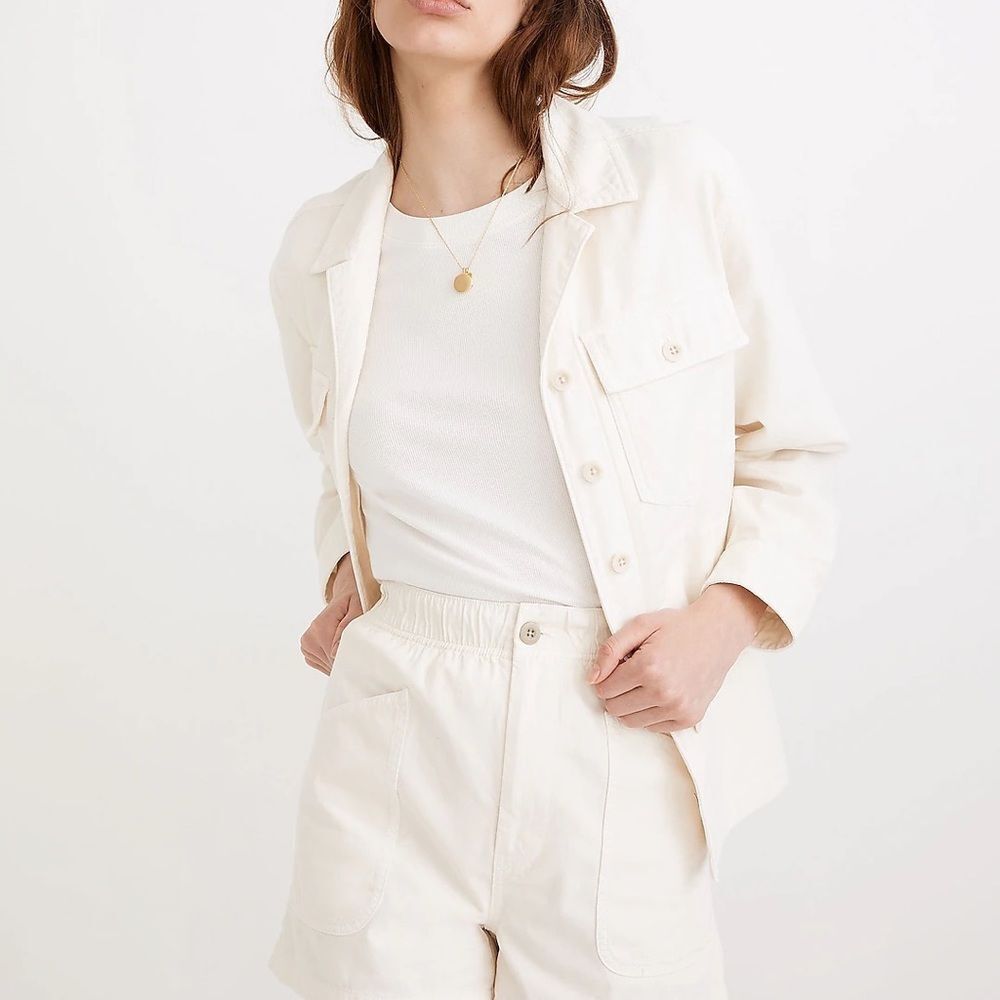 NWOT Madewell Drakefield Shirt-Jacket Shacket in Ecru Womens Sz XXS